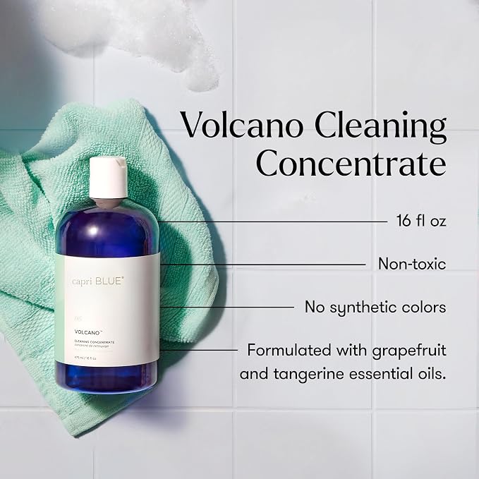 Capri Blue Volcano Cleaning Concentrate, Multi Purpose Cleaner, Cleaning Products Safe for Floors, Tile, Countertops and More - Vegan & Cruelty Free - Non-Toxic Sanitation Supplies (16 Fl Oz)