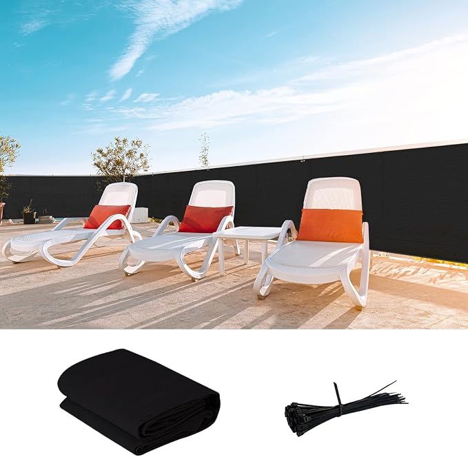 LOVE STORY Custom Size 3'x44' Balcony Privacy Screen Cover, Black | HDPE Fabric, 95% UV Block, Fence Screen for Patio, Railing Cover for Apartment, Privacy Protective, Custom Size Available