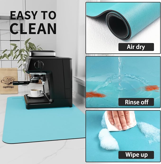 HotLive Coffee Mat - Absorbent Hide Stain Rubber Backed Dish Drying Mat for Kitchen Counter - Bar Mats for Countertops Accessories Fit Under Coffee Maker Espresso Machine