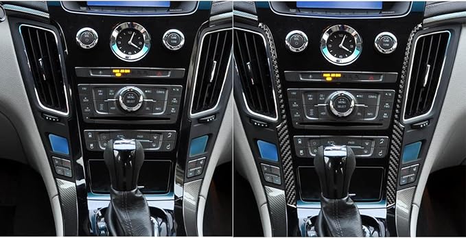 Real Carbon Fiber Trim for Cadillac CTS Accessories | for 2008 2009 2010 2011 2012 2013 Center Console Side Strip Sticker Interior Thick Overlay Decal