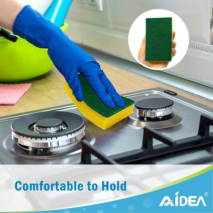 AIDEA Sponges Kitchen, 50-PK Heavy Duty Dish Sponge Kitchen, Scrub Sponges | Dish Sponges Stink-Free, Cleaning Dish Scrubber Sponges for Home & Restaurant, Bathroom, Bulk Sponges Best for Pots/ Pans