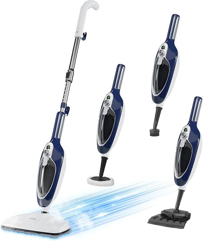 GorFanty Steam Mop - 10-in-1 Floor Steamer MultiPurpose Steam Cleaner | Detachable Handheld for Hardwood/Tile/Laminate All Floors Carpet Cleaning with 11 Accessories for Whole Home Use(Blue)