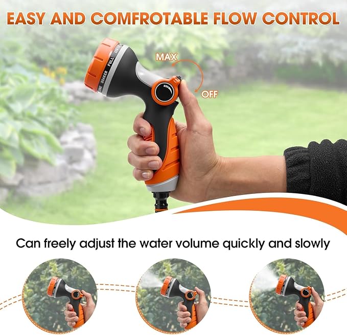 Garden Hose Nozzles,Hose Spray Nozzle with Adjustable 10 Watering Patterns | Slip Resistant High Pressure Water Hose Nozzle Sprayer for Plants & Lawns Watering ,Car Washing and Pet Showering 2Pack
