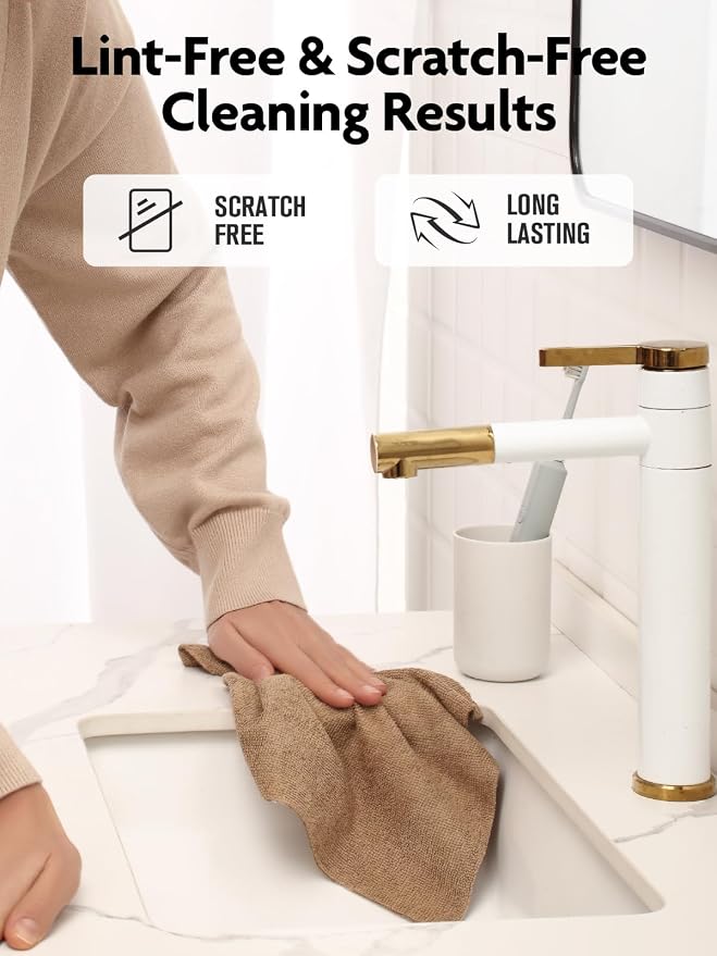 Fantasticlean Microfiber Cleaning Cloth Rolls-150 Sheets,12"x12"(TAN,Beige) | Super Absorbent, Lint-free, Tear-away Microfiber Towel Roll, for All-Purpose Cleaning