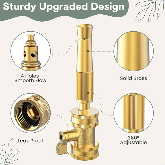 Twinkle Star Brass Twist Hose Nozzle, Hose Shut Off Valve, 4 Pack | 3/4" GHT Heavy-Duty Connector 4 Pack, On-Off Valve, Leakproof Operation