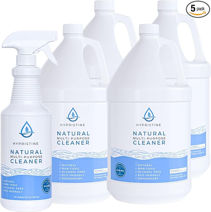 HYPRISTINE PURE Hypochlorous Acid Spray, Multi-Purpose Cleaner, Superior Shelf Life, 0% Bleach, 0% Alcohol, Food Contact Safe, Eliminate Non-Living Allergens, Remove Pet Odor, Clean Any Surface