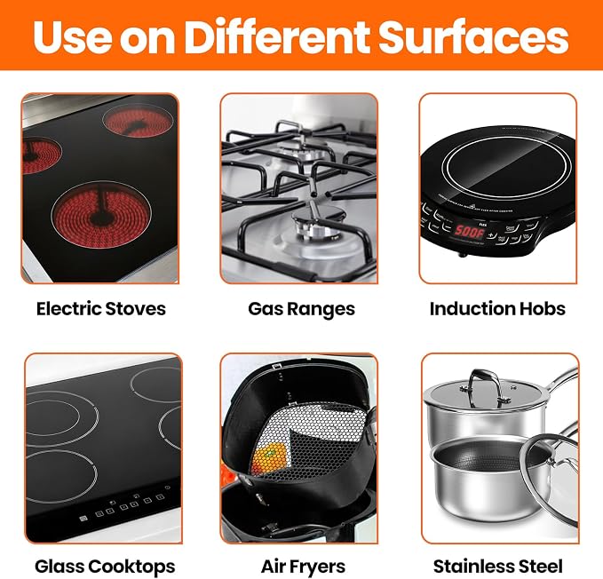 3-in-1 Stove Top and Oven Cleaner Kit - Glass Cooktop Cleaner for Ceramic Electric Gas & Induction Stoves - Includes Heavy Duty Scraper and Double-Sided Sponges for Burnt-on Grease, Oil & Grime
