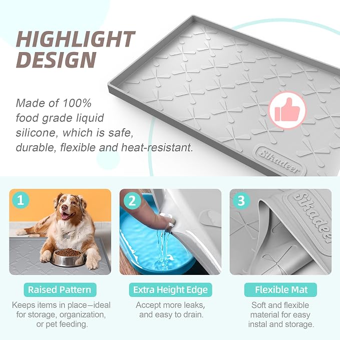 SIKADEER 31" x 22" Under Sink Mat Waterproof, Silicone Mat Kitchen Drawer Shelf and Cabinet Liner, Sink Protector for Kitchen Organizers and Storage, Boot Tray Pet Food Mats