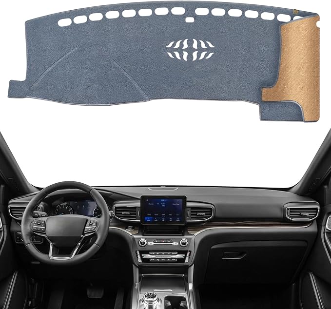 Dashboard Cover Dash Mat Fit for Fo-rd Explorer 2024-2020 (Without HUD Models),Car Dash Board Mat Anti-Glare Carpet,Non-Slip Pad Sunshield Protector (Grey)