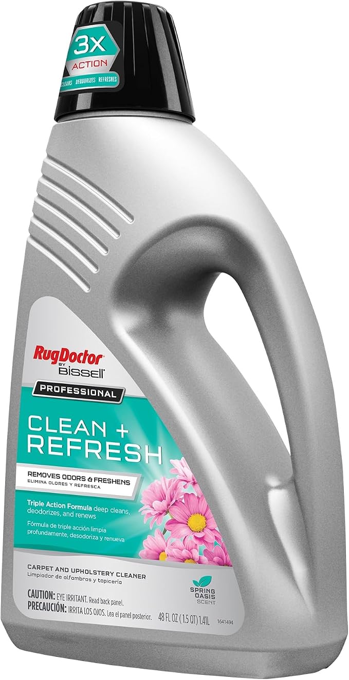 Rug Doctor by BISSELL Clean & Refresh Deep Carpet Cleaner Solution 48 oz | Professional Carpet Shampoo, Triple Action Formula Cleans, Deodorizes and Renews, With a Clean Scent of Spring Oasis