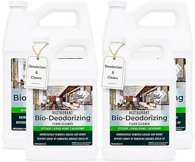 Black Diamond Stoneworks Restaurant Bio-Deodorizing Floor Cleaner – Concentrated Enzyme Cleaner & Degreaser for Tile, Concrete, Laminate, Hardwood & Natural Stone Floors (4 Gallons)