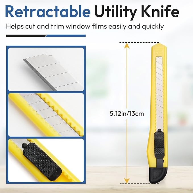 rabbitgoo Window Tint Kit, Window Privacy Film Installation Tint Tools, 3 Pieces Easy to Apply Frosted Glass Stained Glass Privacy Film Application Kit Include Squeegee, Utility Knife, Spray Bottle | Easy Application for Privacy Film, Efficient Install...