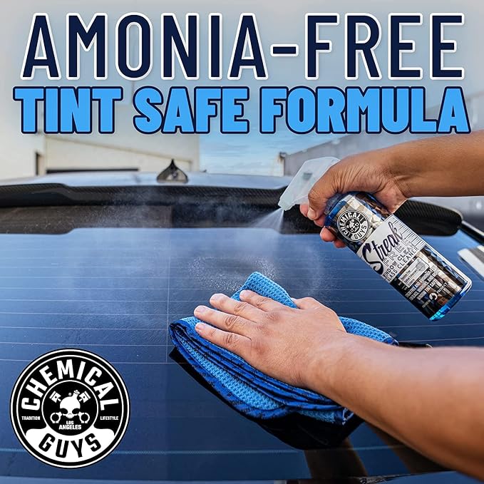 Chemical Guys, Streak-Free Glass & Window Cleaner, Safe on Tint, 32 fl oz | Ammonia-free and safe on tint, clears fingerprints, smoke film and road grime from glass, mirrors and screens