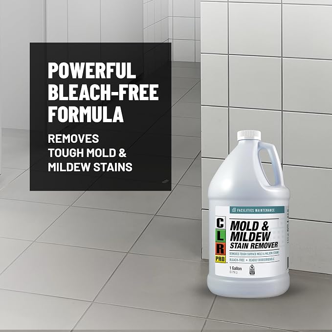 CLR PRO Heavy Duty Bleach-Free Mold & Mildew Stain Remover - Works on Tile, Wood, Concrete, Glass, and More, 1 Gallon Bottle