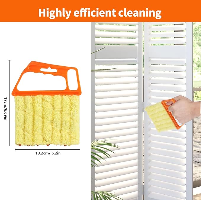 6 Finger Blind Cleaner Duster Tool, LZJPECES Window Blinds Cleaner with 6 Reusable Microfiber Covers for Venetian, Wood, Vinyl Blinds, AC Vents, Window Sills & Tracks