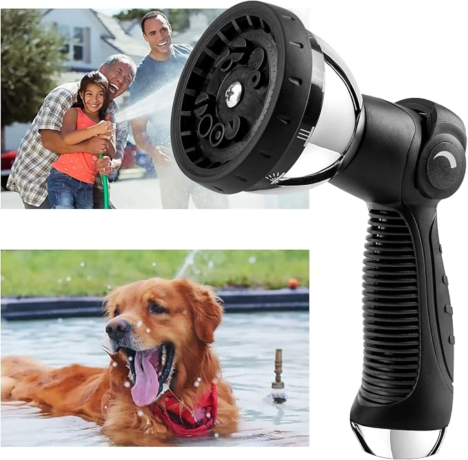 Garden Hose Nozzle Spray Nozzle,10 Hose Metal Duty Watering Patterns Thumb Control On Off Valve, High Pressure Nozzle Sprayer for Watering Plants, Car Wash,Cleaning,Showering Pets