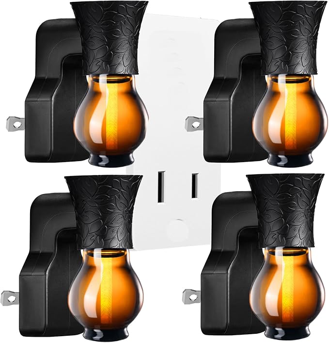 4 Sets Blank Plug-in Air Freshener Polarized Wall Plug Oil Diffuser for DIY Characteristic Home Scent from Natural Essential Oil, EO+Water, Fragrance Refill (Black)