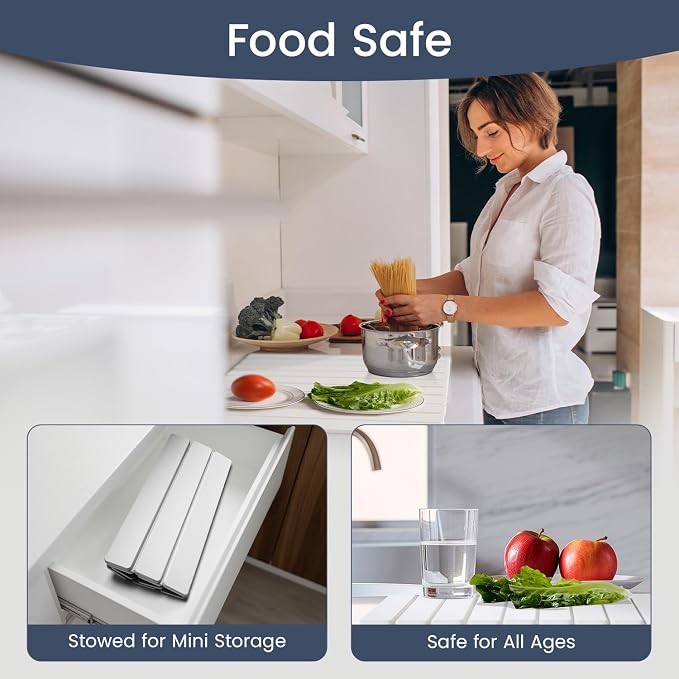 Meowoo Stone Drying Mat for Kitchen Counter, 28.3"x15.7" Foldable Diatomaceous Earth Mat, Super Absorbent, Quick-Dry Bath & Kitchen Pad for Dishes, Cups, Bottles, Non-Slip, Fits Any Countertop - White