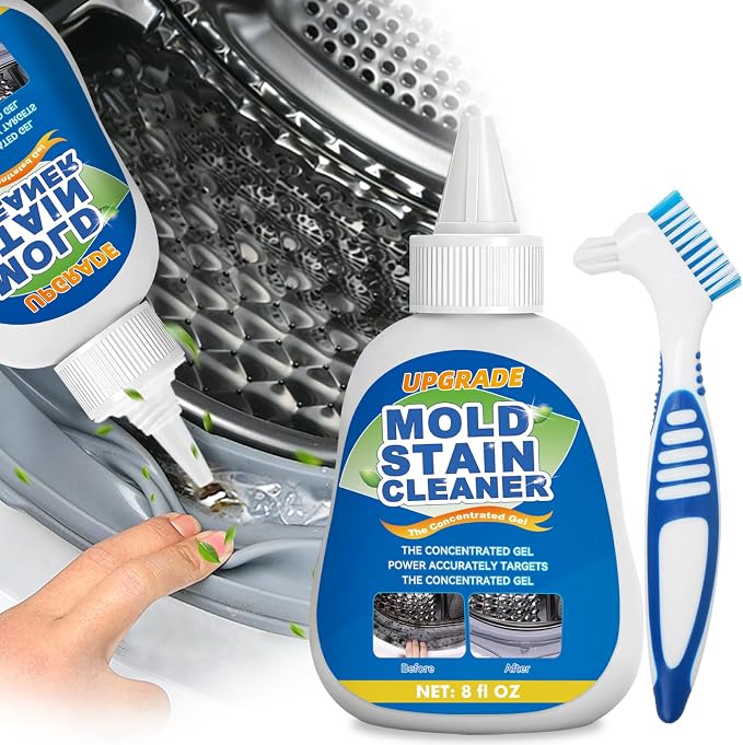 Mold Stain Remover Gel, Heavy Duty Multifunctional Washing Machine Cleaner, Effective Stain Removal for Washing Machine Seal, Bathroom Grout, Caulk, Tile and Household Surfaces