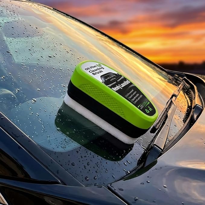 2-Pack Automotive Oil Film Cleaning Brush, Car Clear Vision Glass Cleaner，Upgraded 2.0 Oil Film Cleaning Brush Set – Windshield Polish & Window Cleaner for Ultimate Clarity