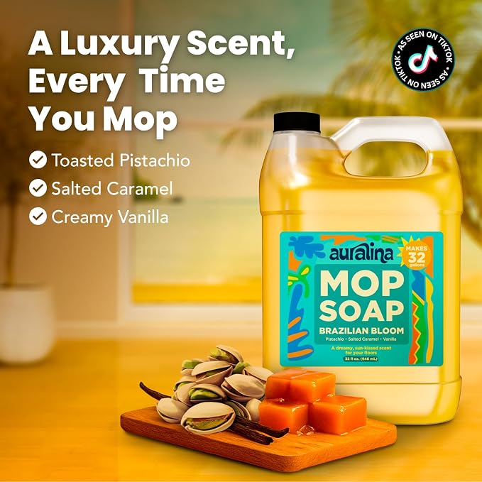 Mop Soap - Brazilian Waves Concentrated Floor Cleaner | Highly scented, concentrated formula. No residue, pet safe. Ideal for hardwood, tile & laminate. 32oz makes 50+ mop fills.