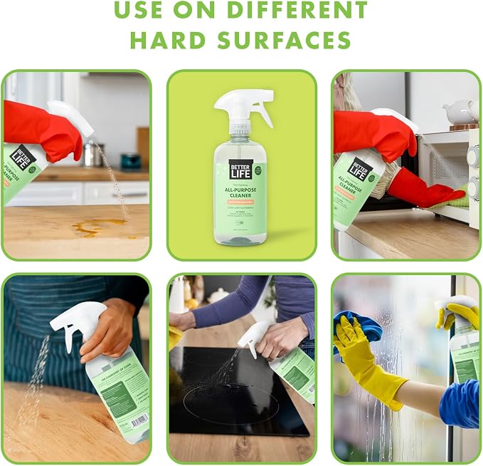 Better Life All Purpose Cleaner - Plant Based Home and Kitchen Cleaning Spray for Glass, Countertops, Appliances, Upholstery & More - Multi-surface Spray Cleaner - 24oz Clary Sage & Citrus
