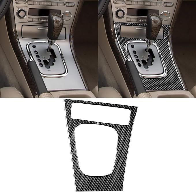 JKYUKU Real Carbon Fiber for Subaru Accessories Center Console Gear Shift | for Legacy/Outback 2005-2009, Black Center Console Gear Shift Surround Frame Shifter Sticker, Tool-Free Installation