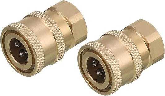 Pressure Washer Coupler, 1/4 Inch, Quick Connect to Female NPT | Brass Fittings, 5000 PSI, 2 Pack
