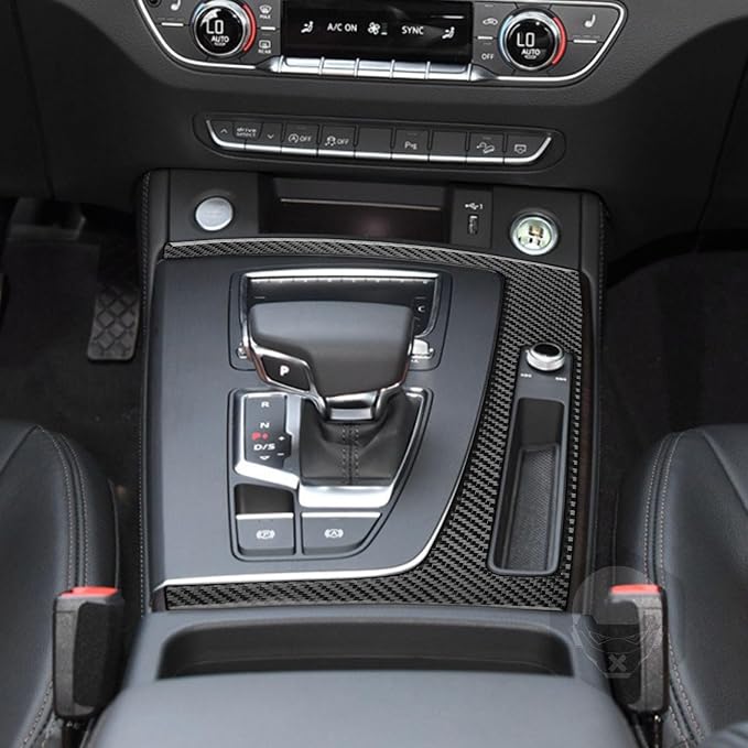 Real Carbon Fiber Trim for Audi 80A Q5 Accessories | for SQ5 2018-2025 Dash Center Console Gear Shift Outer Panel Frame Cover Sticker Interior Thick Overlay Decal - A