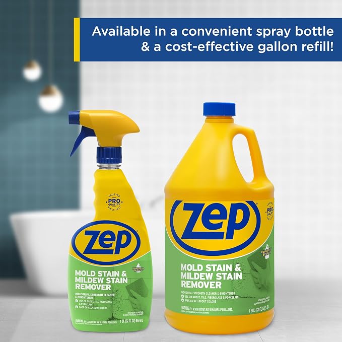 Zep Mold Stain and Mildew Stain Remover - 32 oz (Pack of 4) ZUMILDEW32 - Professional Strength No Scrub Formula