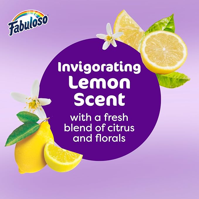 Fabuloso 2X All-Purpose Cleaner, Refreshing Lemon Scent, 56 fl oz | No Rinse Floor Cleaner, Long-Lasting Freshness, Multi-Purpose Cleaner, Concentrated Formula, Everyday Cleaning, No Residue