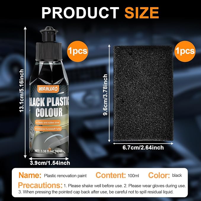 100ML Car Plastic Restorer Black Renew Protect Faded Trim Bumpers Dashboards