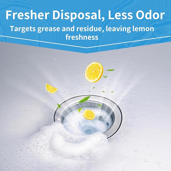 Garbage Disposal Cleaner and Deodorizer Tablets 24 Pack, 1 Year Supply, Lemon Scent Foaming Disposal Cleaner, Sink Cleaner