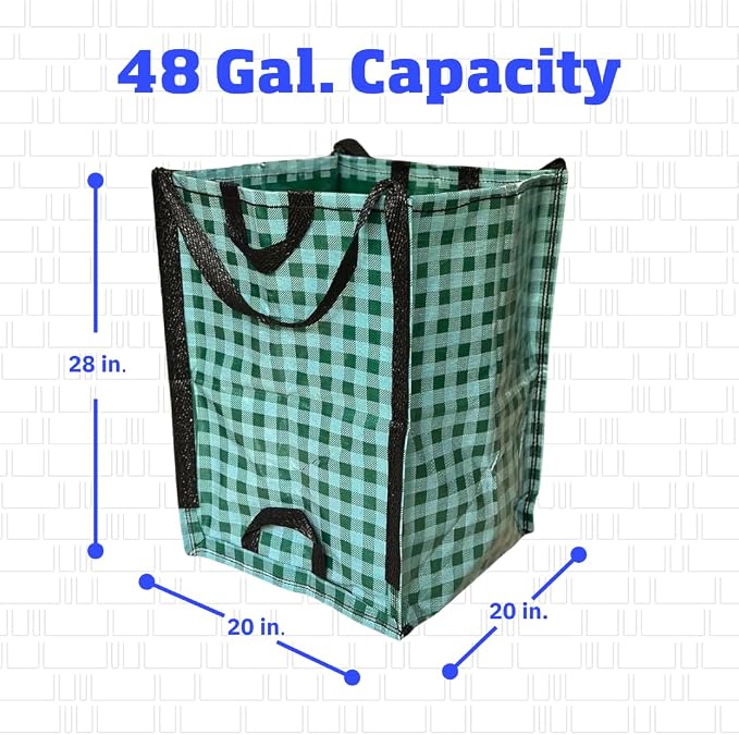 DURASACK Heavy Duty Home and Yard Bags, Gingham Green