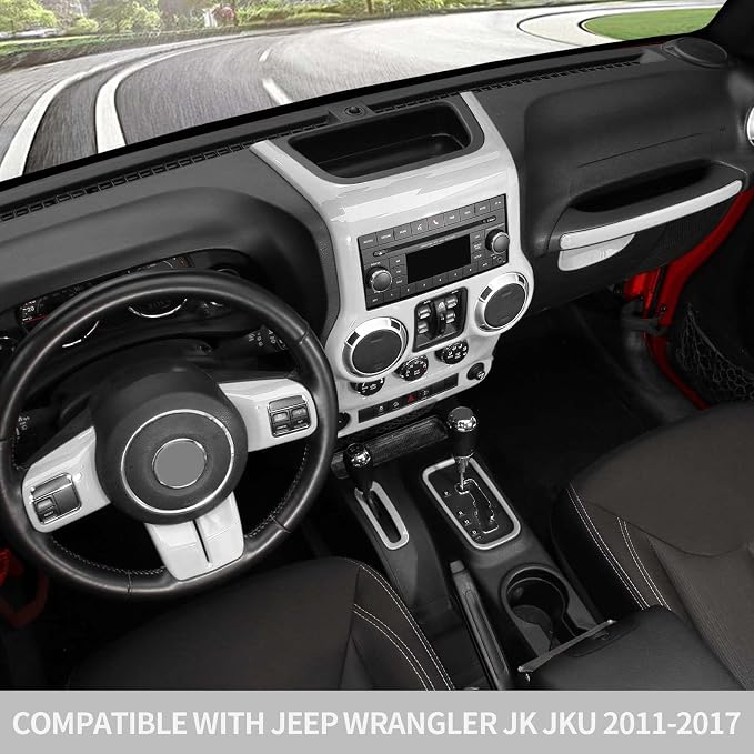 RT-TCZ for Jeep JK Interior Trim Kit White, JKU Center Console Dashboard Panel Trim Cover for Jeep Wrangler JK JKU 2011-2017 White Interior Accessories 10pcs