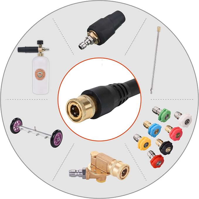 PWACCS Pressure Washer Gun Replacement with Extension Wand Kit, 2000 PSI | Power Washing Trigger Handle, 5 Spray Nozzles, Pressure Washer Parts, Compatible with Ryobi, Green Works & Karcher