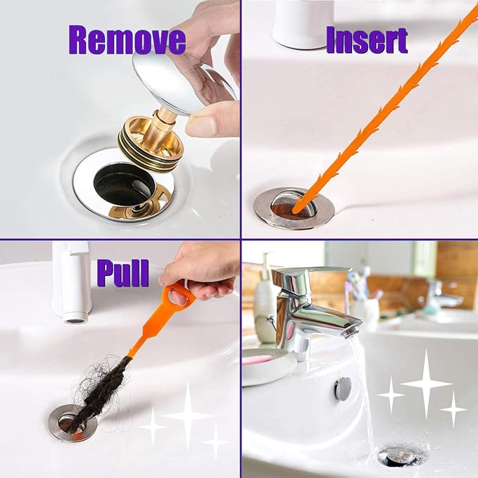 Drain Clog Remover Snake Tool for Hair and Debris, Unclog Toilet, Sink, Shower, Bathtub, Sewer