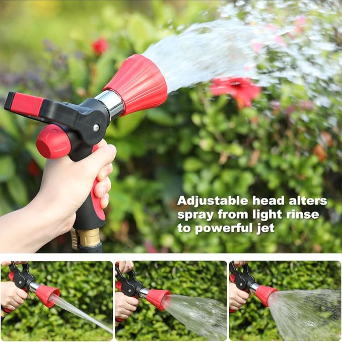 FANHAO High Pressure Fireman's Spray Nozzle, Heavy Duty Metal Hose Nozzle | Large Lever Control, Non-Slip Ergonomic Grip, Adjustable Spray Patterns, Rustproof Leakproof Nozzle for Garden, Car & Pet