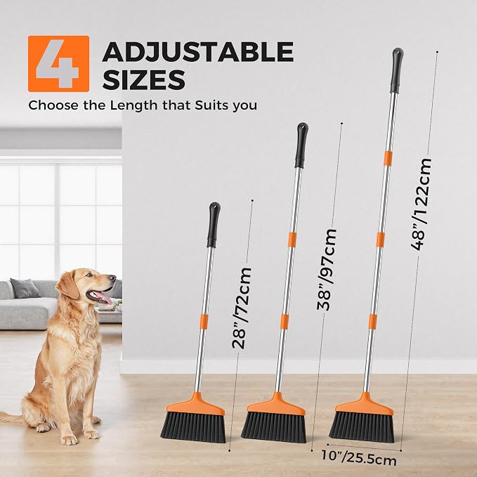 Handy Broom, Indoor/Outdoor Brooms, Duty Kitchen Broom, for Home Garage Kitchen Office Courtyard Lobby Patio Lawn Concrete (1, Orange)