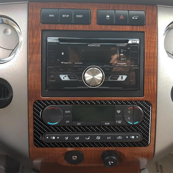 Central Console A/C Stickers Fit for Ford Expedition 2007-2014 Type-A | Real Soft Carbon Fiber | Central Console A/C Control Panel Trim | Accessories | Self-adhesive | Thick Overlay