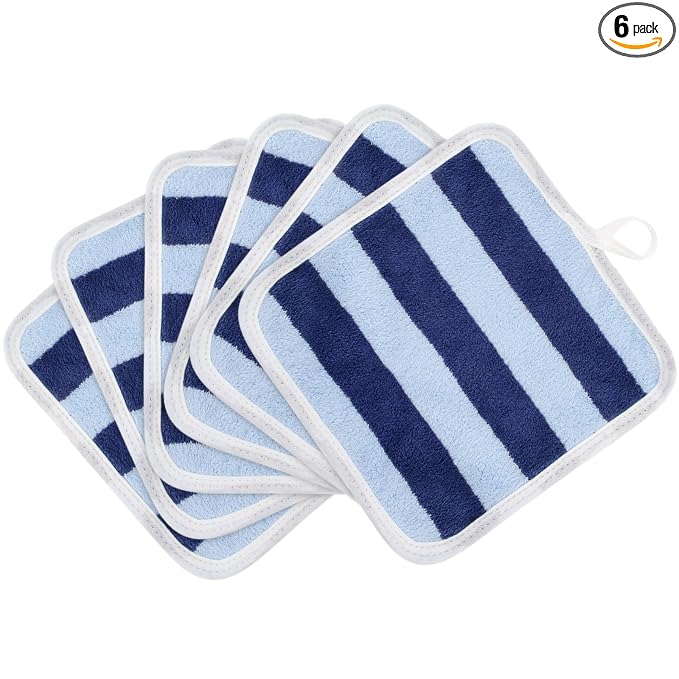 SINLAND Microfiber Facial Cloths Fast Drying Washcloth 8inch x 8inch Absorbent Face Wash Cloth Soft Makeup Remover Cloths