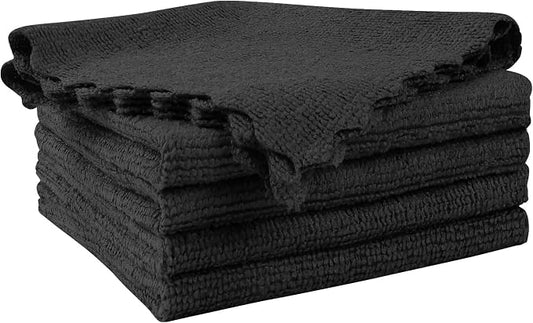 Orighty Microfiber Cleaning Cloth 5 Pack, Black Cleaning Rags 12x11 inch | Microfiber Towels for Cars, Highly Absorbent Household Cleaning Supplies, Reusable Lint Free Cloths for House, Kitchen