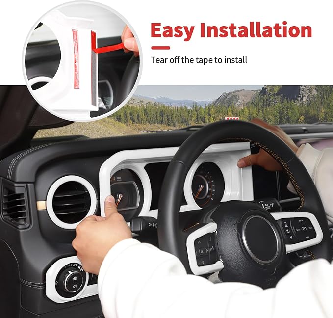 21PCS Full Set Interior Trim Kit for 2024-2026+ Jeep Wrangler JL JLU & Jeep Gladiator JT, Dashboard Side Outlet Door Handle Bowl Headlight Switch Roof Reading Light Cover (White)