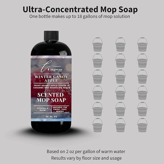 Lapew Winter Candy Apple Scented Mop Soap - Luxury Floor Cleaner Concentrate for Mopping Tile, Laminate, Vinyl & Hardwood | Streak-Free, Low-Foam | 36 oz