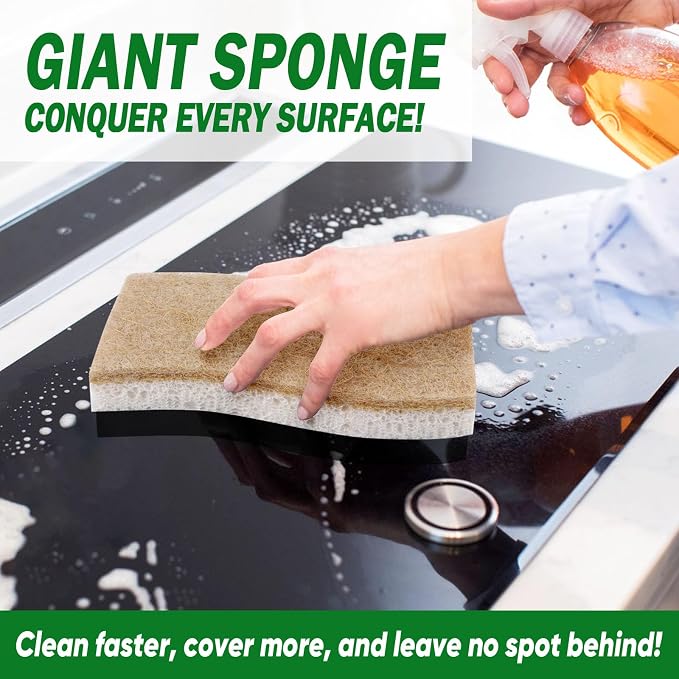 AIDEA XL Sponges Kitchen, 12Count, Non-Scratch Dish Sponges | Large Natural Sponge for Non Stick Cookware, Cellulose Cleaning Sponge for Dishes, Bathroom, Household