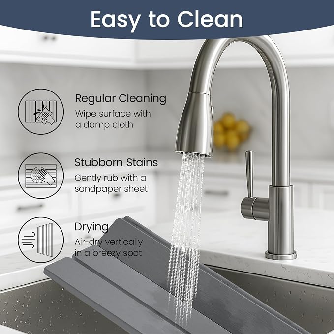 Meowoo Stone Drying Mat for Kitchen Counter, 23.6"x15.3" Foldable Diatomaceous Earth Mat, Super Absorbent, Quick-Dry Bath & Kitchen Pad for Dishes, Cups, Non-Slip, Fits Any Countertop - Dark Gray