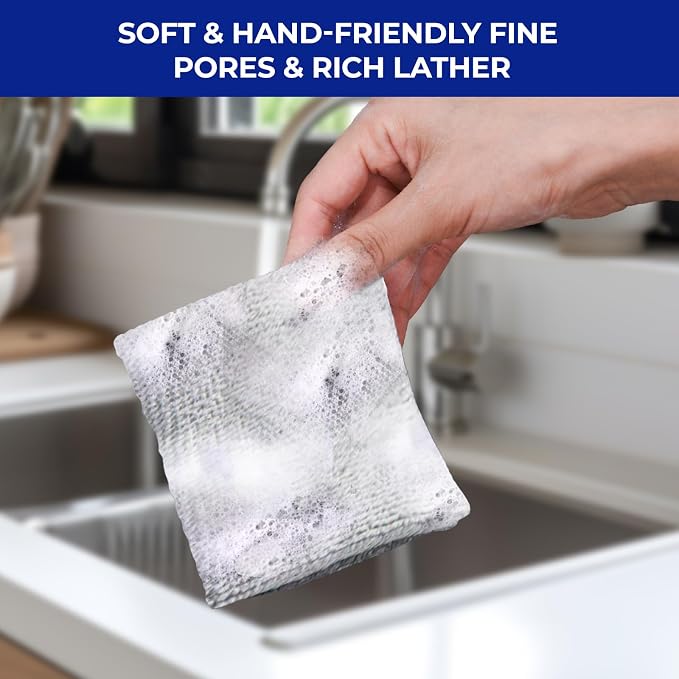 Wangjinpeng 12PCS Non-Scratch Multipurpose Steel Wire Dishcloths - Reusable Quick-Dry Odor-Free Scrub Cloths for Dishes, Kitchen Cleaning Cloths for Cookware, Sinks, Stove Tops(9.84X9.84)