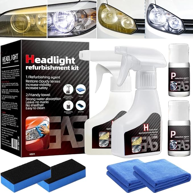 【2Pack】Headlight Restoration Kit, Advanced Car Headlight Restoration Kit
