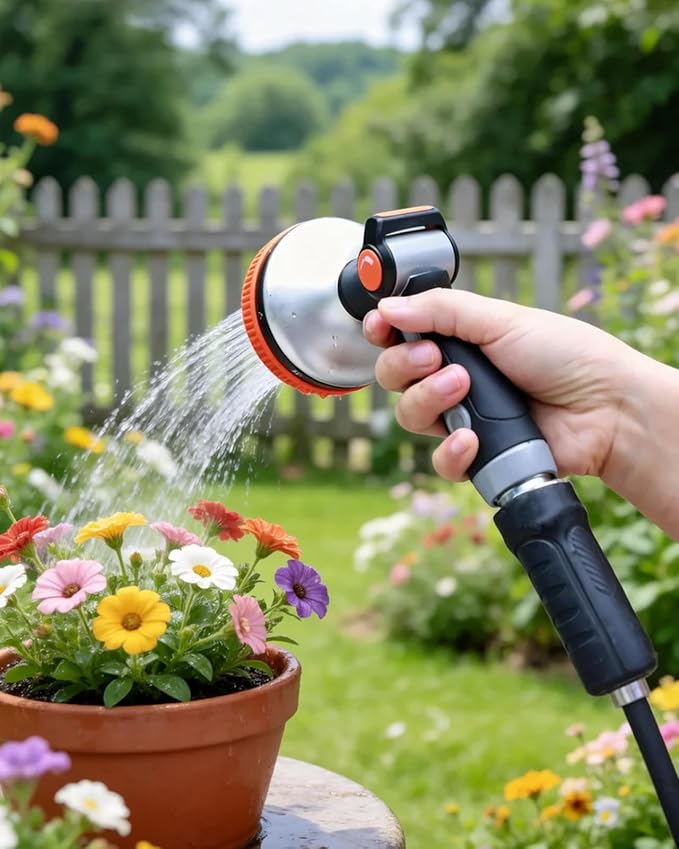 Insoma Heavy Duty Metal Water Hose Nozzle, 8-Pattern Garden Hose Sprayer | Water Spray Gun With Thumb Flow Control And Ergonomic Grip, Leak-Proof, Gentle Mist Ideal For Plants, Pets, Washing Cars