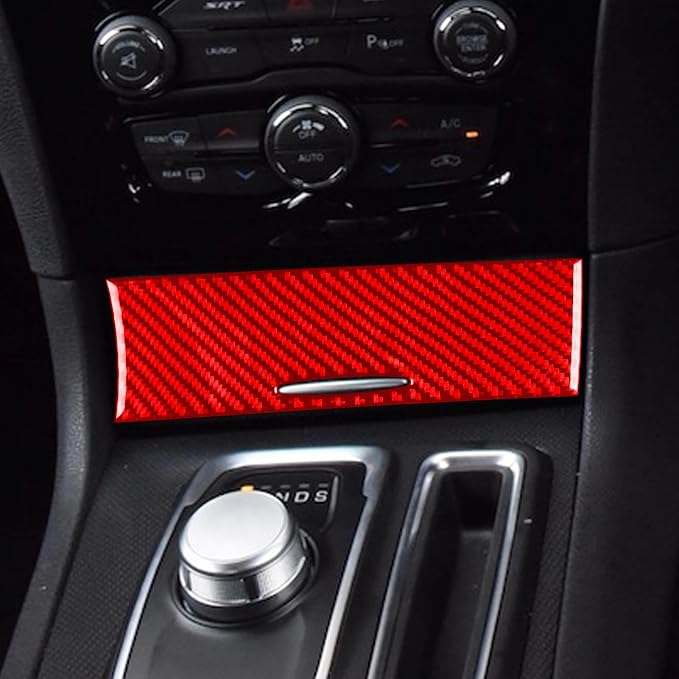Power Outlet Decals Fit for Chrysler 300 2011-2023 Red Carbon Fiber | for 2011-2023 300 / 300C / 300S / Limited/Touring/Base|Central Console Interior Cover Trim Accessories|Thick Overlay